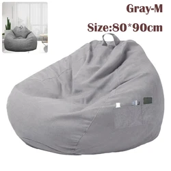 Oversized Cozy Sofa Cover for Indoor and Outdoor Beanbag Chairs (Gray - M)