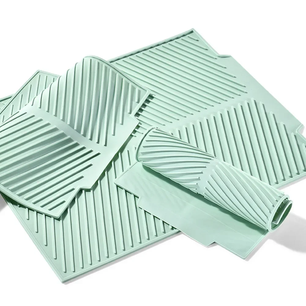 1pc Silicone Dish Drying Pad Non-Slip Mats Pots Drain Mat Tableware - Image 3