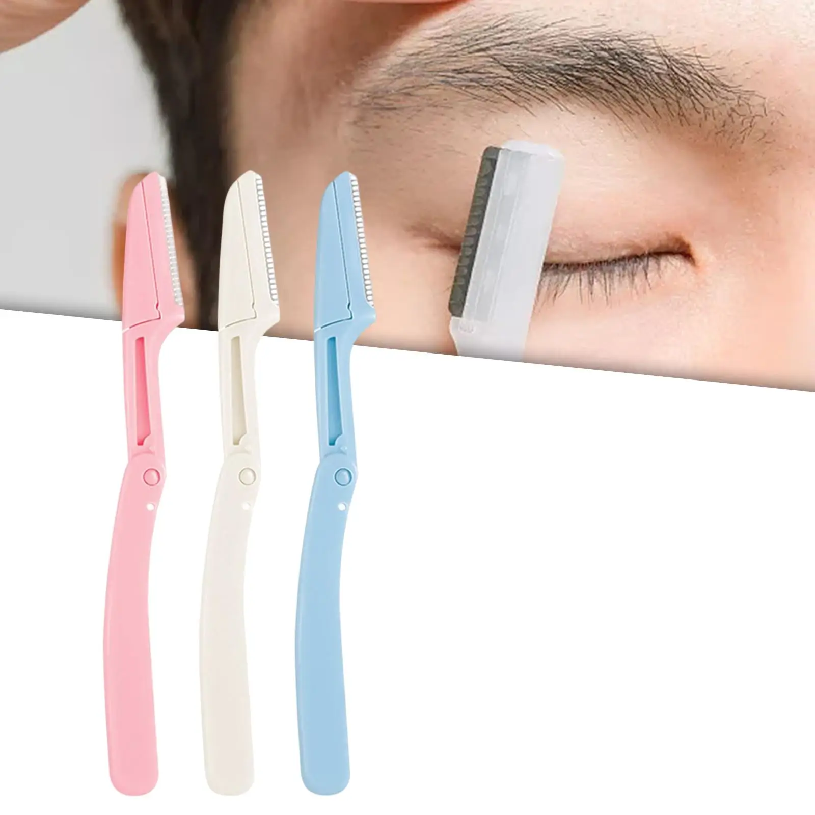 3Pcs Folding Eyebrow Shaper Grooming Makeup Tool Exfoliating Women Men Portable Facial Hair Remover for Lips Travel Outdoor Face