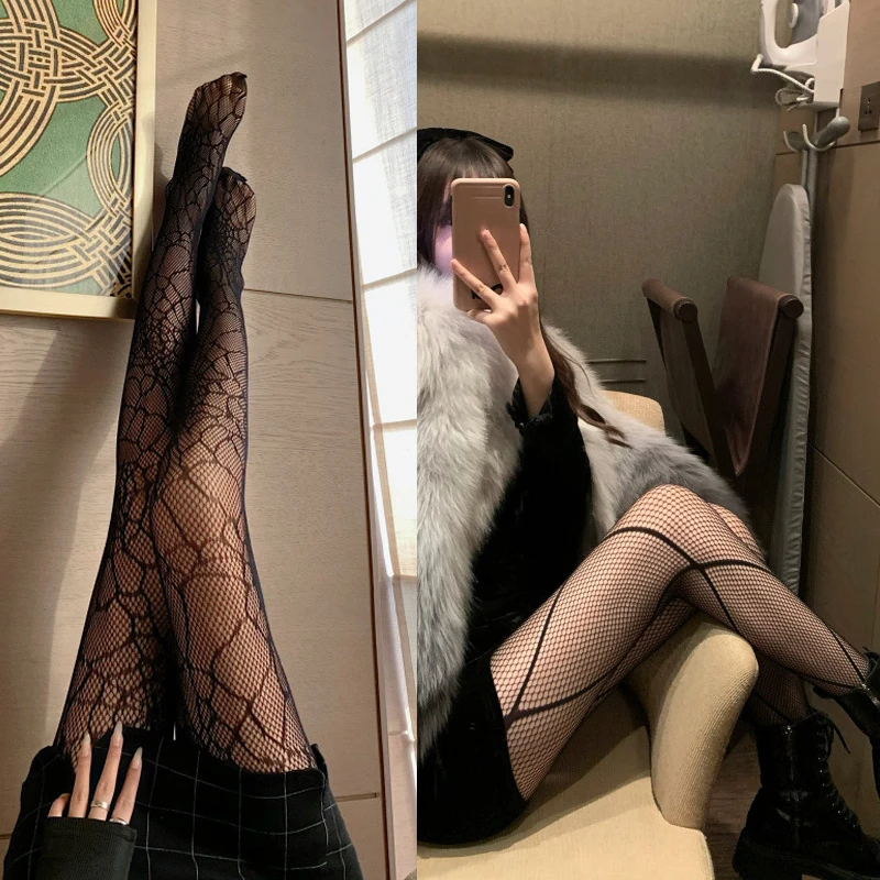 Women Fishnet Stockings Japanese Style Girl Tights Sexy Lingerie Female Mesh Tight Socks Sheer Pantyhose Fish Net Stockings