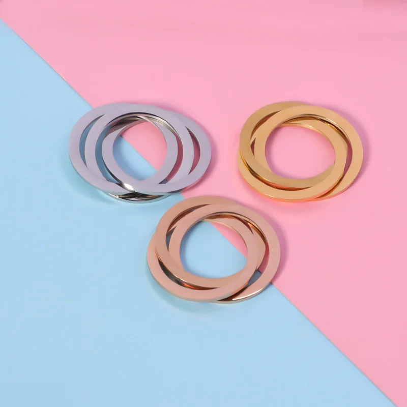 10Pcs/Lot 30mm Round Charms Chain&Buttons Stainless Steel Mirror Polish Pendant DIY Charm Pendant