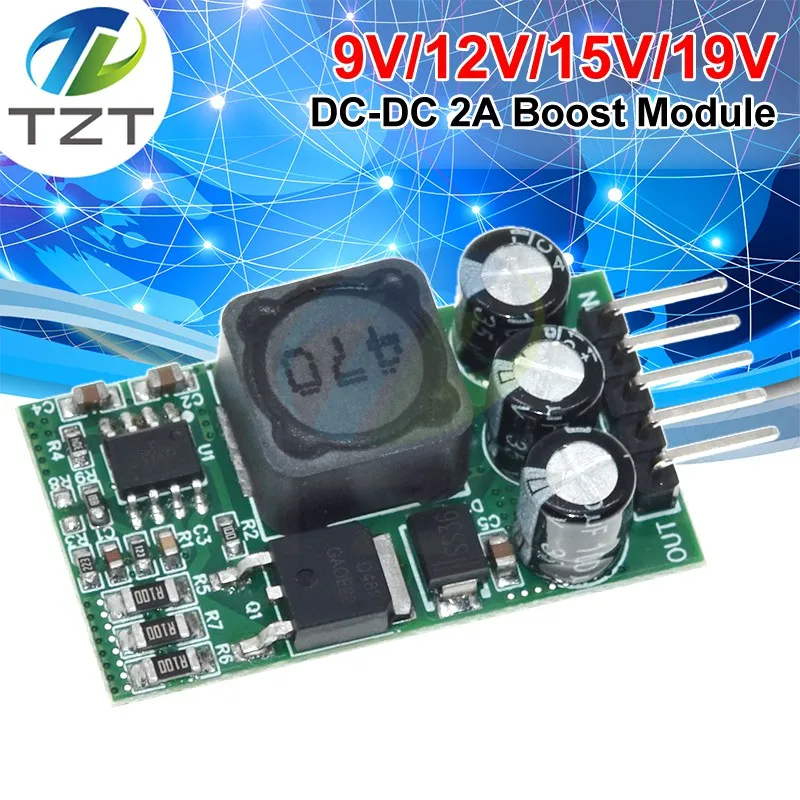 Ultrakleines DC-DC-Boost-Modul DC 2,7 V-15 V bis 9 V 12 V 15 V 19 V 2 A Step-Up-Leistungsmodul für DIY-Solarladegerät-Lithiumbatterie