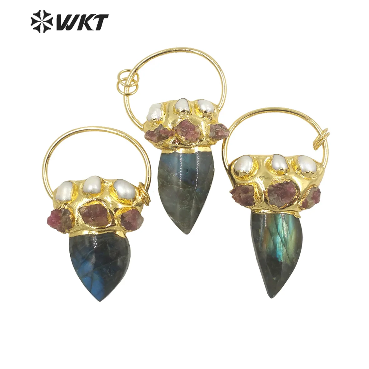 

WT-P1894 WKT 2023 Luxury Style Pearl&Tourmaline&Labradorite CLASSIC Pendant Gold Plating Fashion Style Women