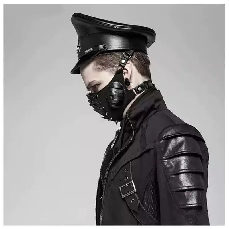 Leather Military Hat Germany Officer Visor Cap Army Hat Cortical Police Cap Cosplay Halloween Party 57-61cm Women Men