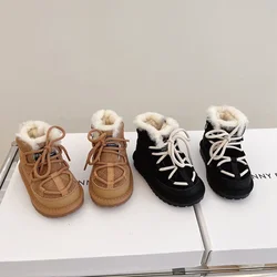 Children's Shoes 2023 Winter New Baby Thickened Warm Snow Boots for Boys and Girls Strap Boots 1-3 Years Old