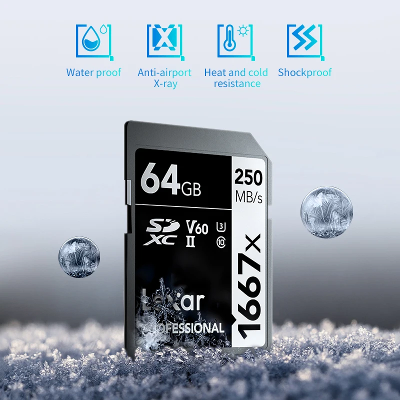 Lexar SD ī  1667X V60 250 MB/s ޸ ī 64GB 128GB 256GB  SDXC UHS-II U3 C10 ÷ ī 4K ī޶