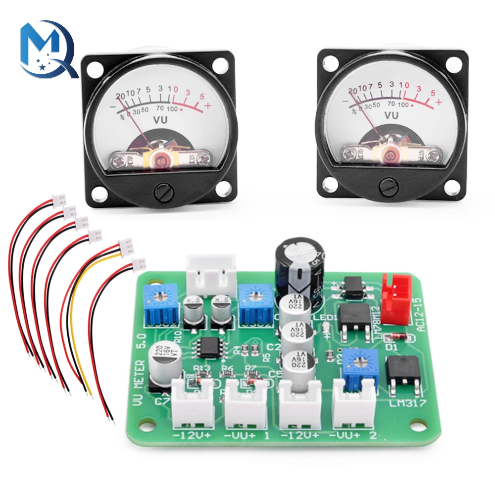 2pcs 35mm VU Meter Stereo Audio Level Indicator Audio Meter Backlight  Adjustable + Driver Board For HiFi Amplifier - AliExpress