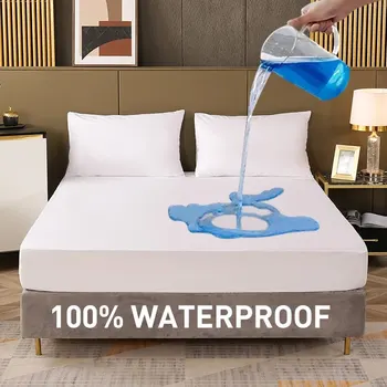Drap-housse imperméable, housse de literie, gril de lit, housse de matelas pour document solide, housse de protection de lit pour chambre à coucher, chambre d'amis 1