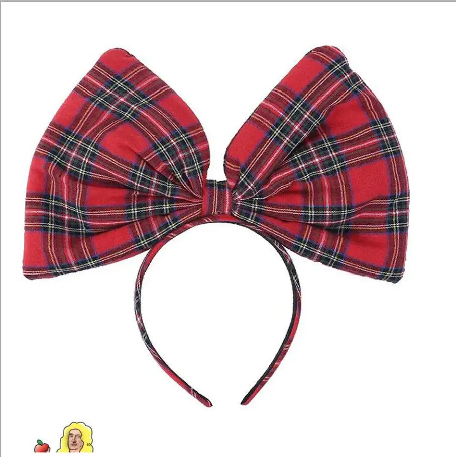 30pcs/4inch English style! Christmas Plaid Big Bow Spring Hairpin  Fabric Hair Bow Alligator Hair Clip For girls women