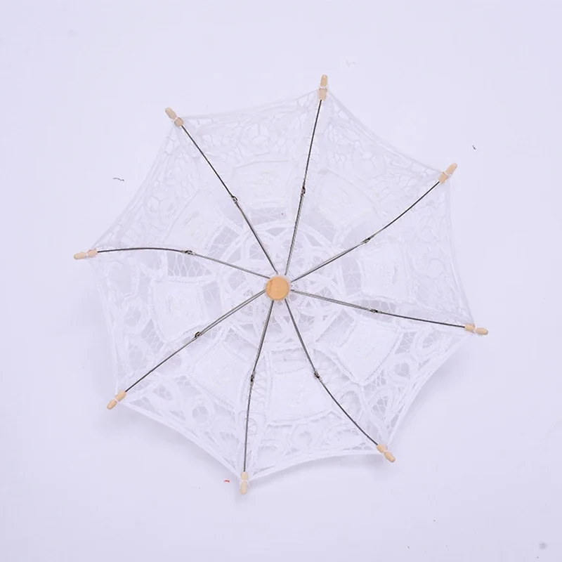 White Lace Bridal Umbrella Flower Girl Little Sun Umbrella For Wedding Bride Lace Parasol For Kids Sombrilla Vintage