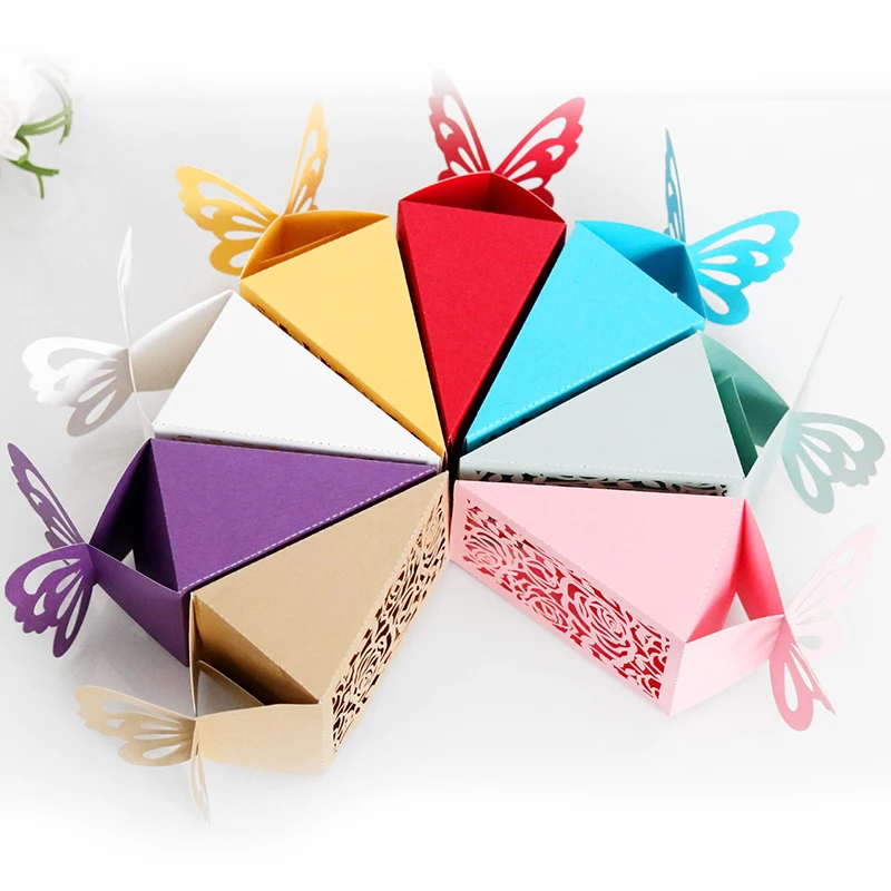 

50pcs Triangle Candy Box Carrot Gift Paper Bag Favors for Guests Packaging Box for Wedding Birthday Children's Day Baptism Party