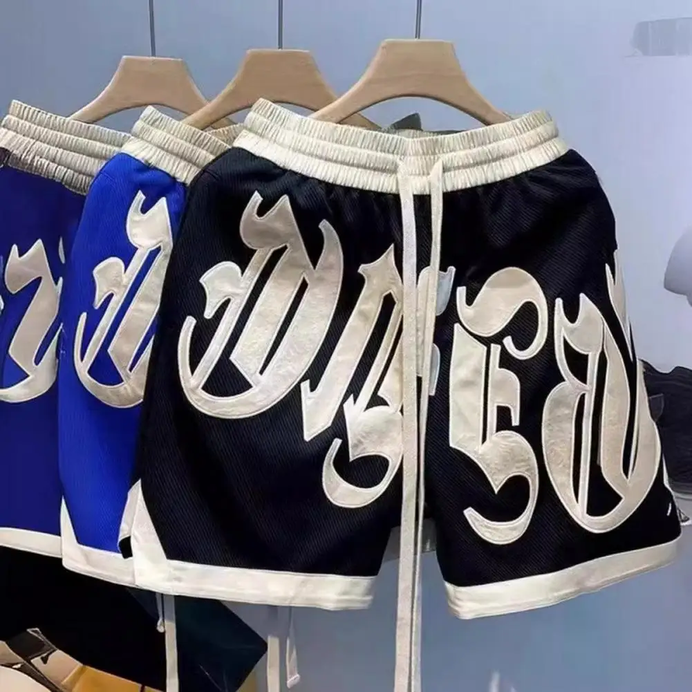 Men Shorts Men Shorts Men's Summer Sport Shorts with Letter Pattern Drawstring Elastic Waist Quick Dry Technology for Jogging