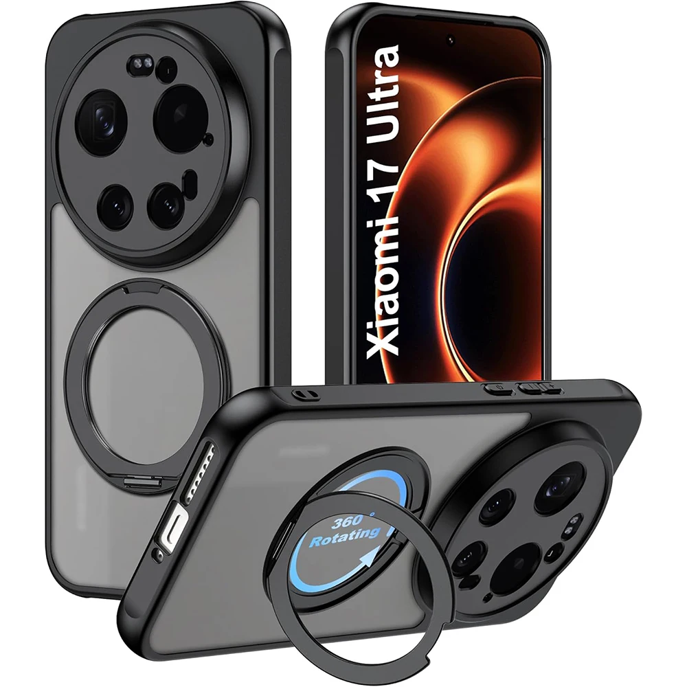 Rotating Shockproof Kickstand Magnetic Wireless Charging Phone Case