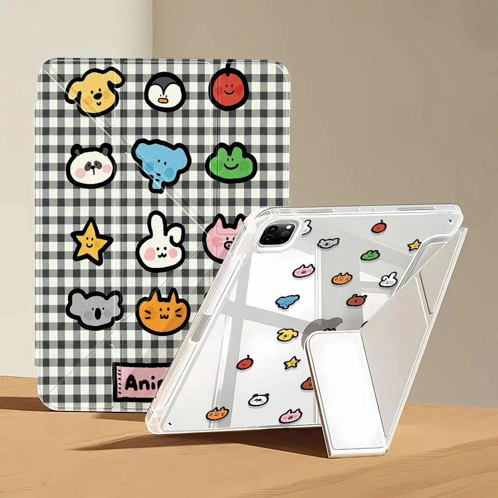 Cartoon Animals Clear Back Tablet Cover with Enhanced Protection