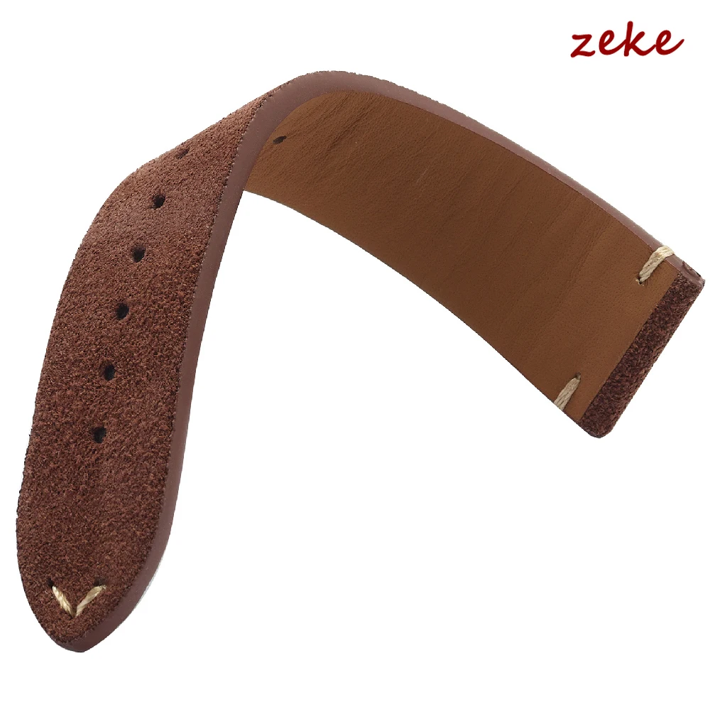 Elegant Brown Genuine Leather Suede Watch Band - Quick Release Strap, Available in Multiple Sizes