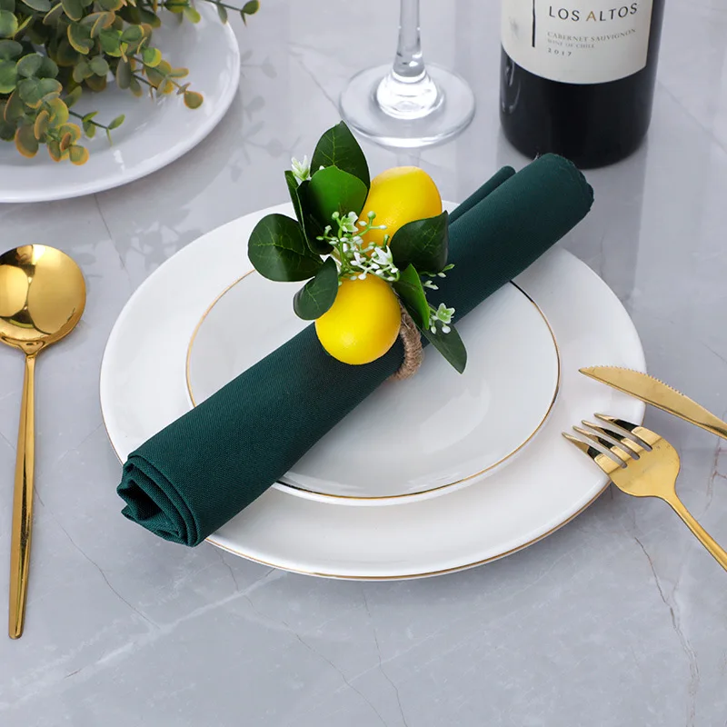 

12pcs Artificial Lemon Napkin Rings For Table Decortaion Simulation Fruit Napkin Holders Serviette Buckle Wedding Party Supplies