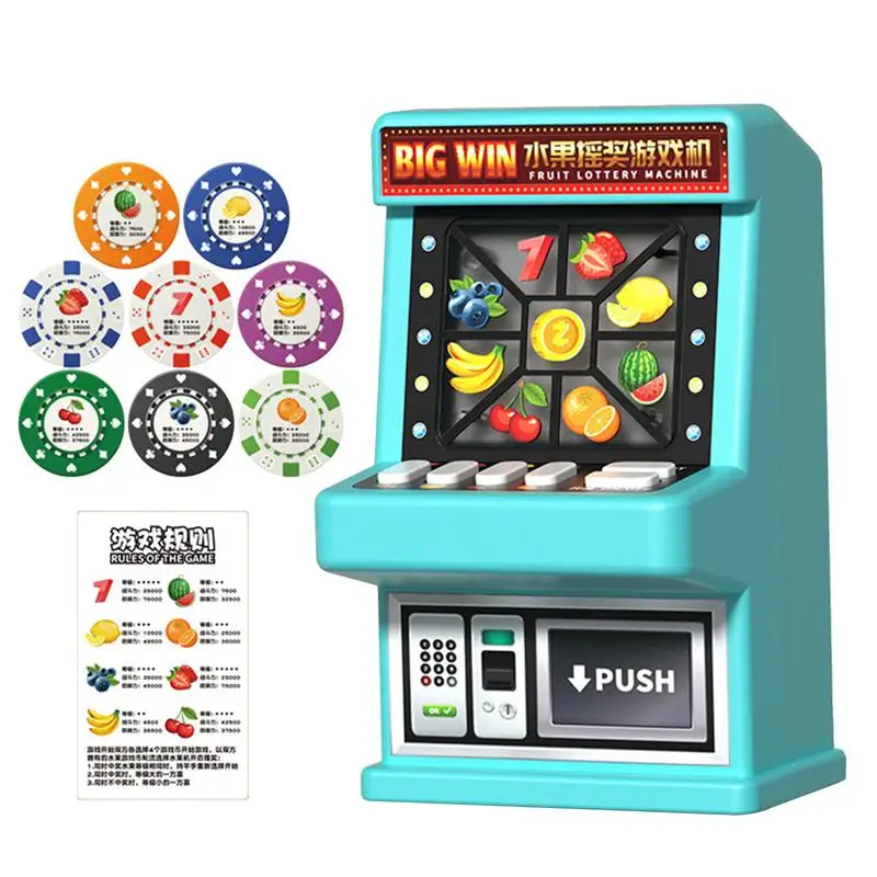 Nostalgic Mini Luck Play Machine Fruit Lottery Machine Toy Vintage Game Console Funny Fruit Luck Play Game For Kids Adults Gift 2