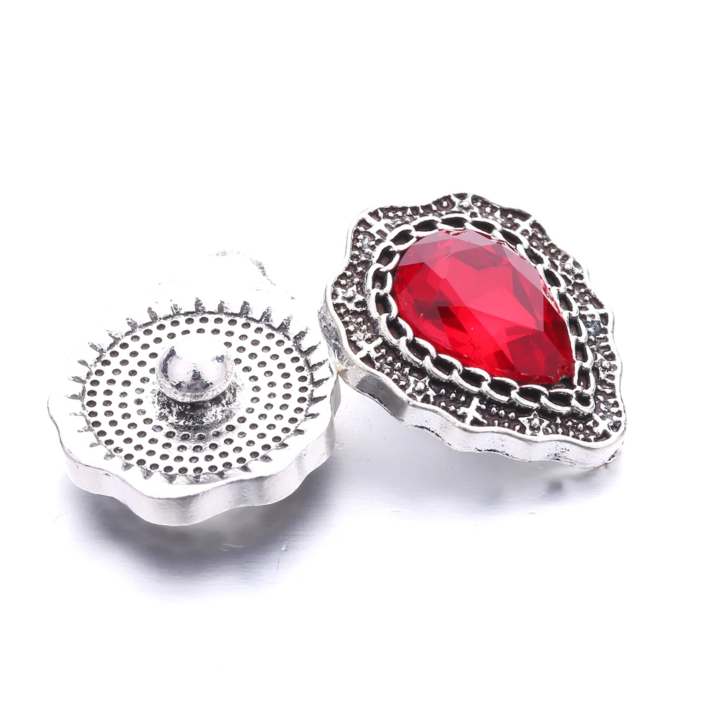 20PCS Colorful Crystal Water Drop 18mm Metal Snap Buttons Fit DIY Snap Button Bracelet Necklace Jewelry
