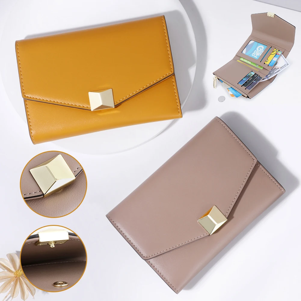 

Fashion Folding Clutch With Envelope Metal Hasp Large Capacity Multi-Purpose Purse Women Girls Portefeuilles Hommes Slim Wallet