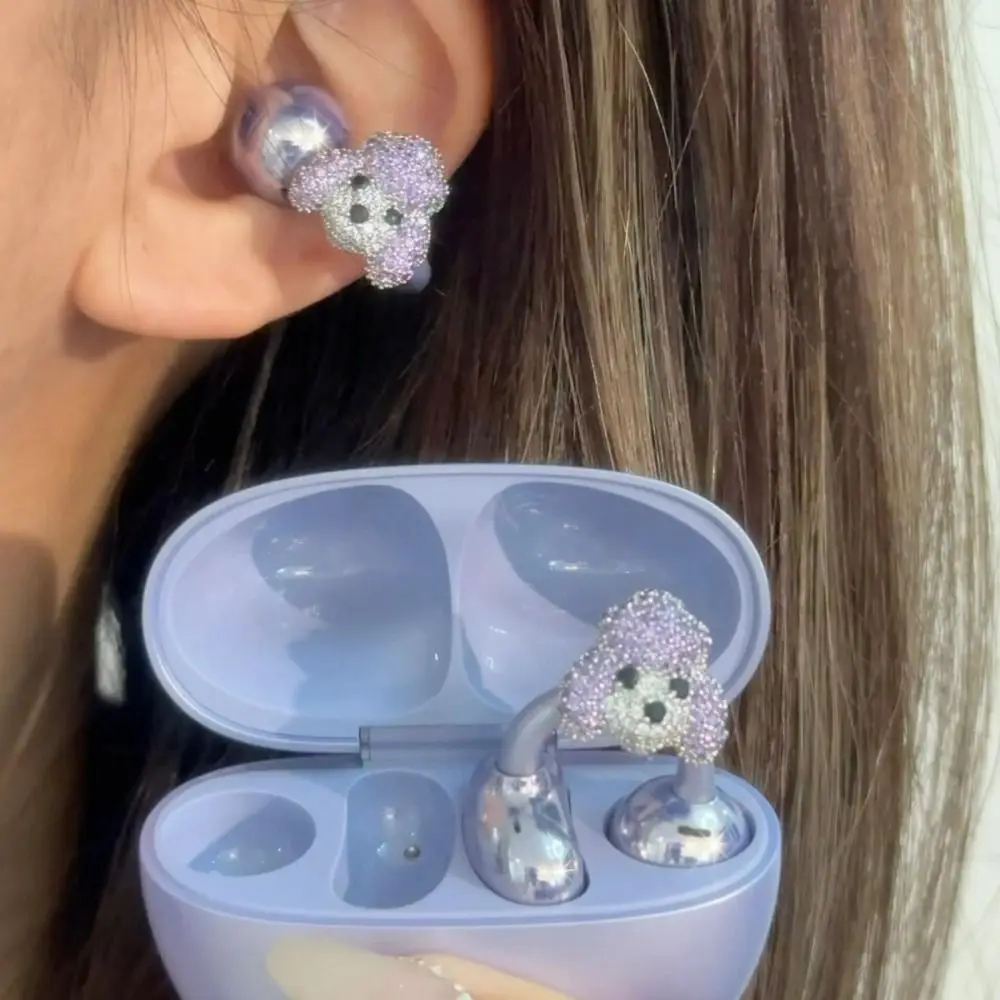 DIY Headphone Diameter Buckle Zircon  Pattern Headphone Decoration Clip Removeable Easy to Install Earbud Accessories