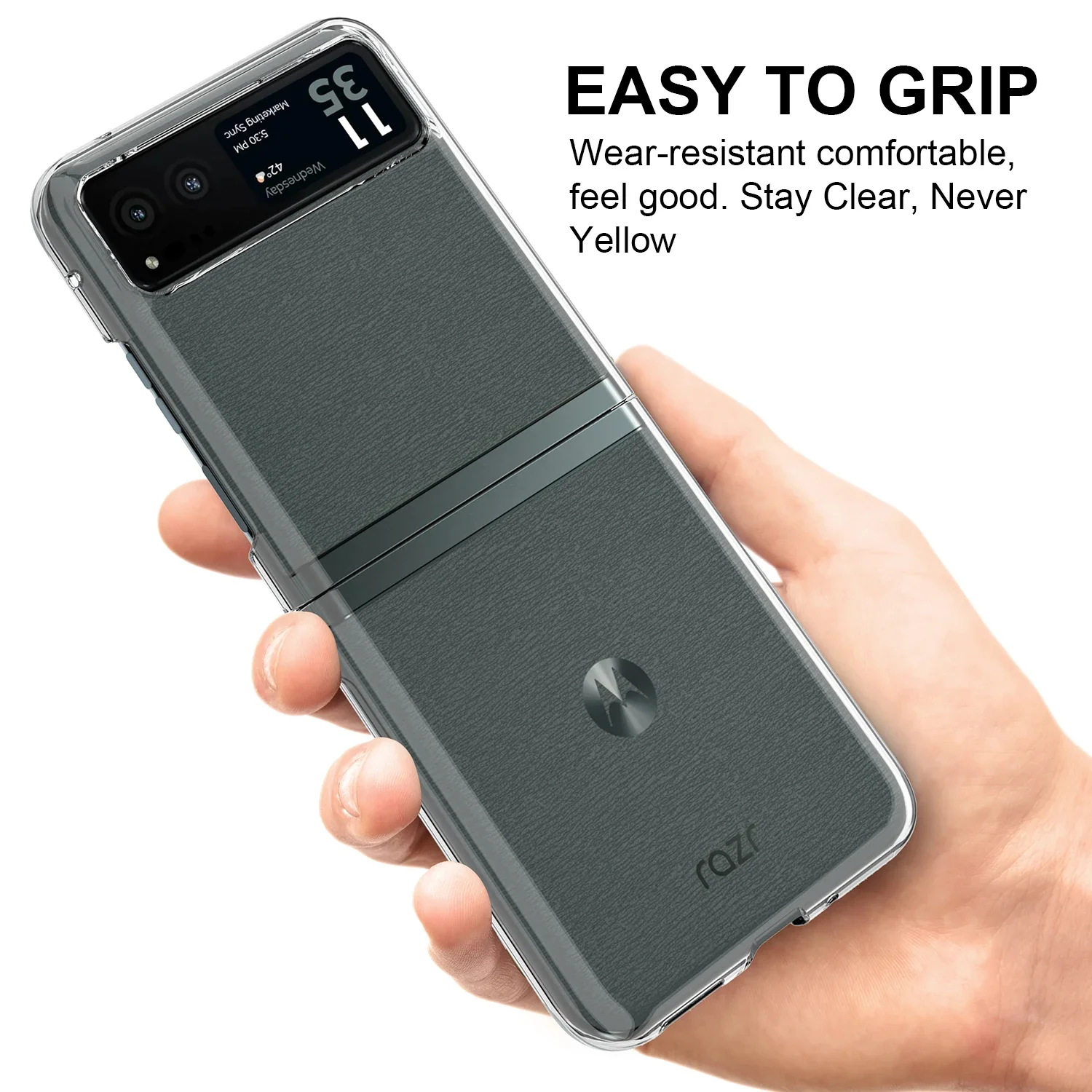 High Transparency Ultra-Thin Shockproof Folding Hard Acrylic Back Case - Clear