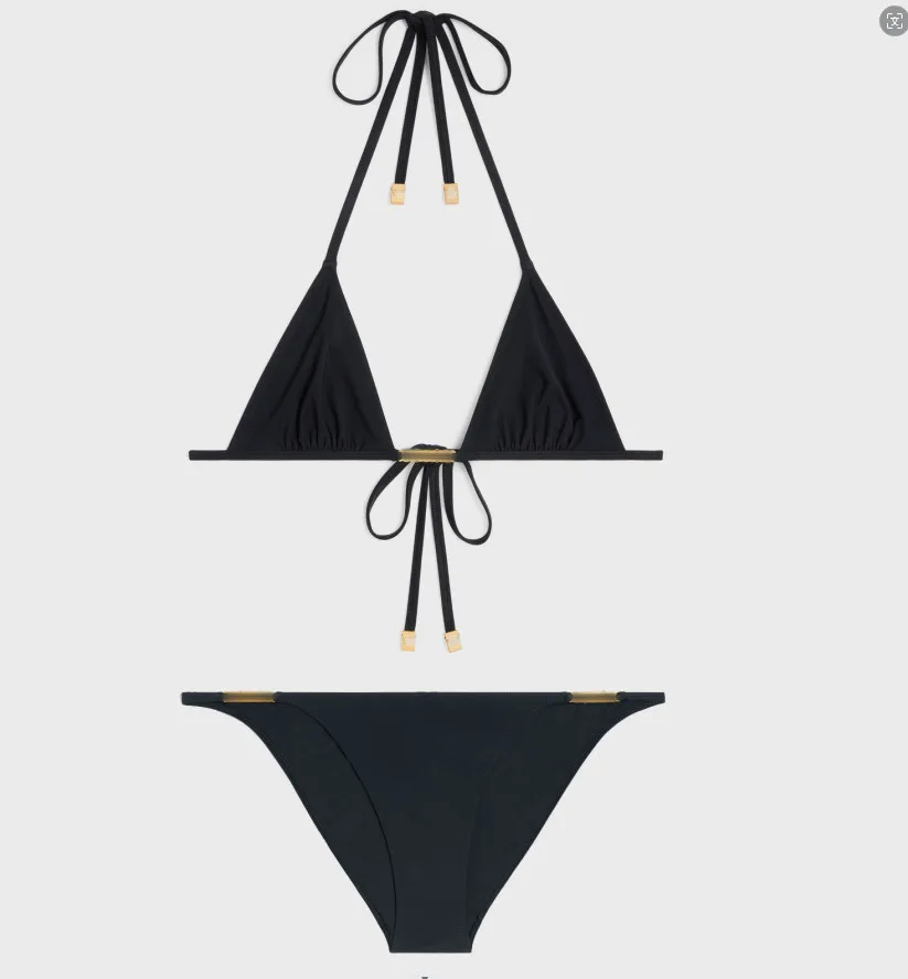 

CE Serial 2024 New Arrival Women Black Design Luxury Swimwear Triangle Bikini Ins Fashion Beach Summer Swim Wears Swimsuit