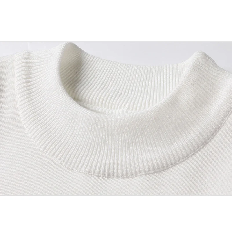 Winter New Men's Knitted Sweater with A Half High Collar Solid Color Plush and Warm Knitted Lining Top  Casual and Versatile Top 6