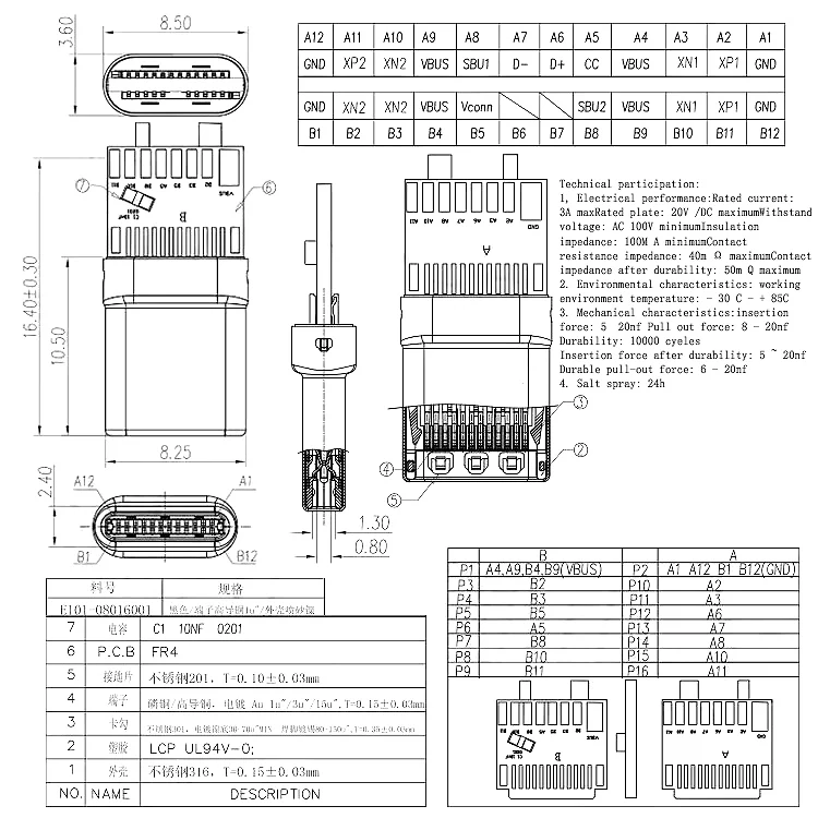 10 Stück USB 3.1 Typ-C-Stecker, 24 Pins, männlich/weiblich, Buchse, Adapter auf Lötdraht und Kabel, 24 Pins, unterstützt Leiterplatte – Detail 2