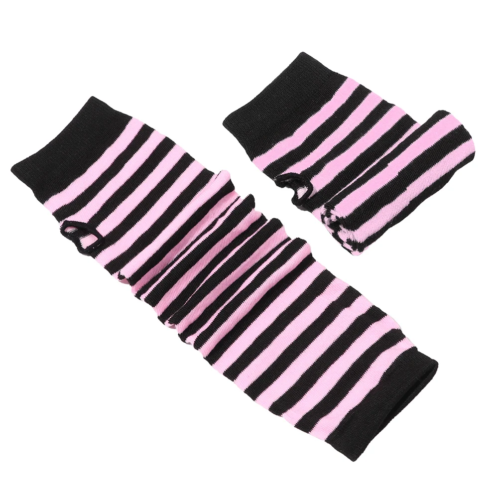 Frauen Mädchen Baumwolle klassische finger lose lange Handschuhe Armband Arm wärmer Langarm gestreiften Ellbogen Fäustling gestrickt hands choenen – Detail 6