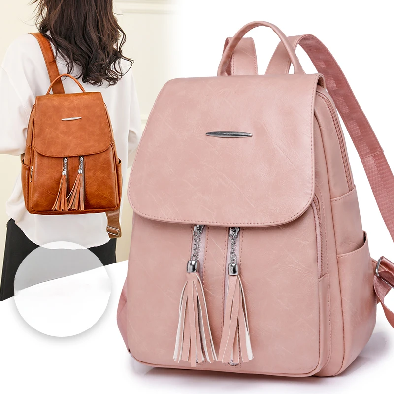 Ladies' backpack, travel bag, durable casual backpack with practical pockets and zipper closure