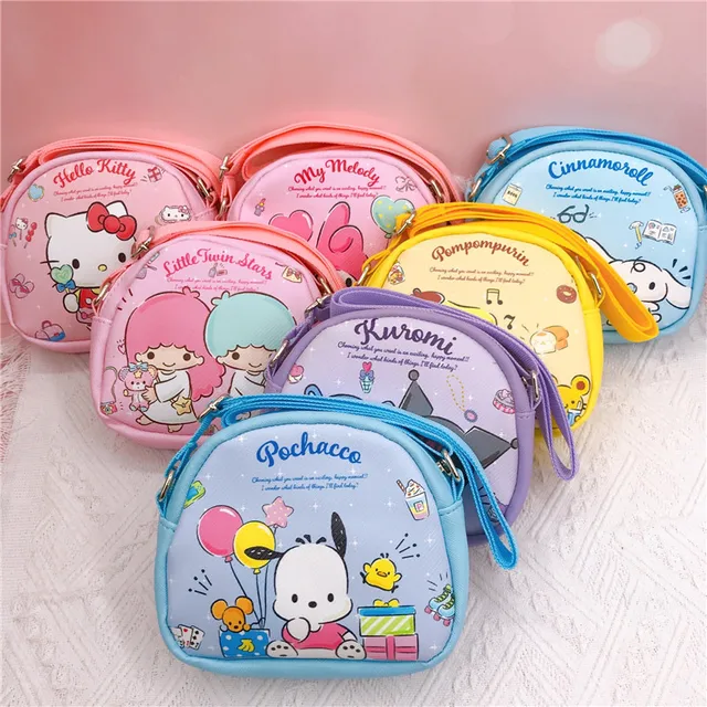Kawaii Sanrios Kuromi My Melody Cinnamoroll Cartoon PU Bag Shoulder Bag Cute Coin Purse Messenger Bag Small Round Bag Kids Gift 2