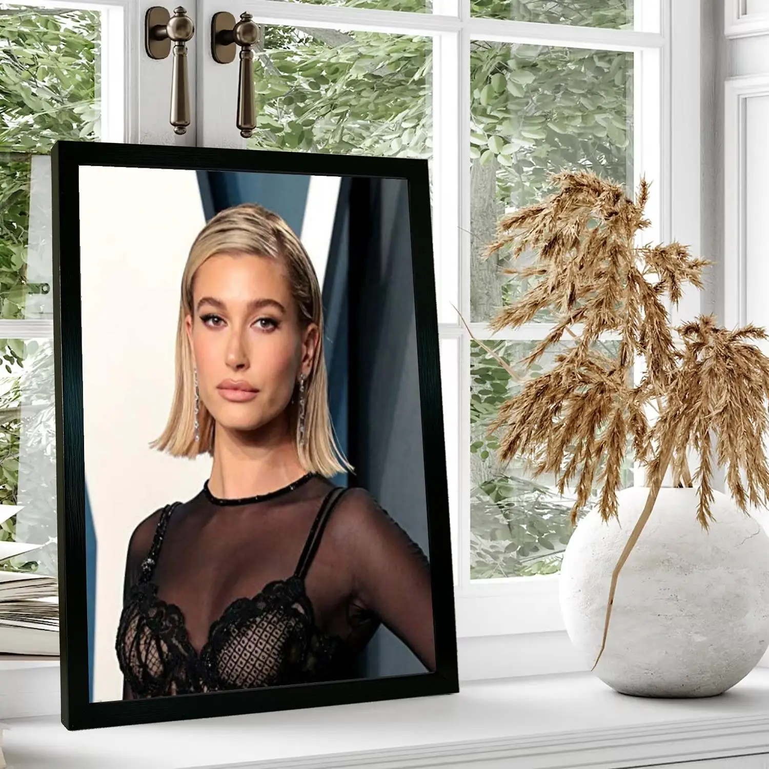 Hailey bieber Pôster de arte em tela e arte de parede, impressão de imagem, decoração moderna de quarto familiar, pintura decorativa