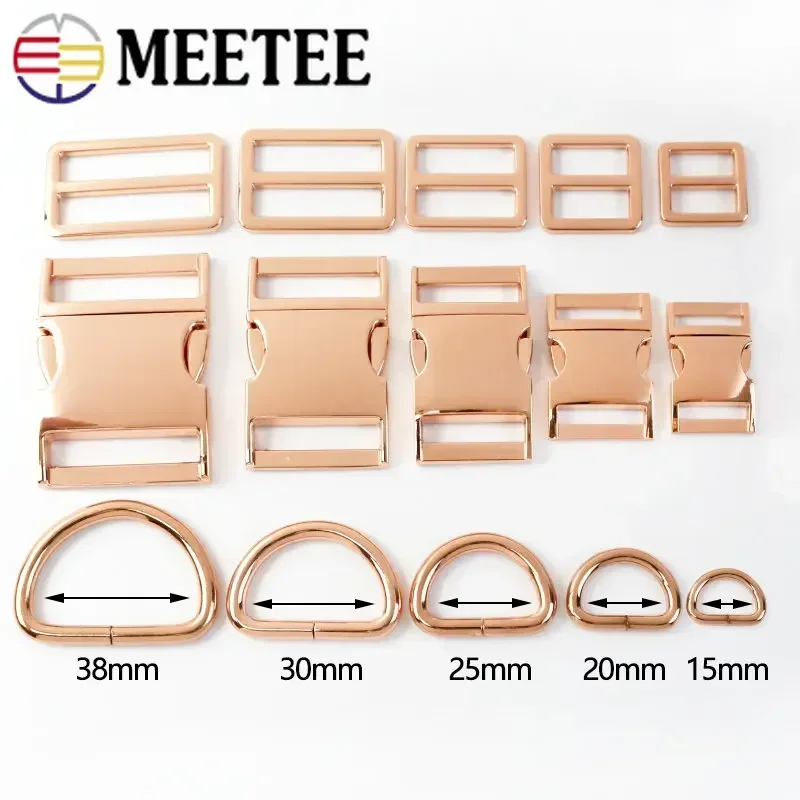Meetee 가방 스트랩 버클 금속 퀵 릴리스 버클 D 링 트라이 글라이드 조절기 걸쇠 배낭 벨트, 개 후크 액세서리, 15-38mm