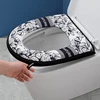 Flannelette Toilet Seat Cushion Household Universal Thickened Printing Zipper Toilet Cover Waterproof Plush Toilet Heating Pad 1