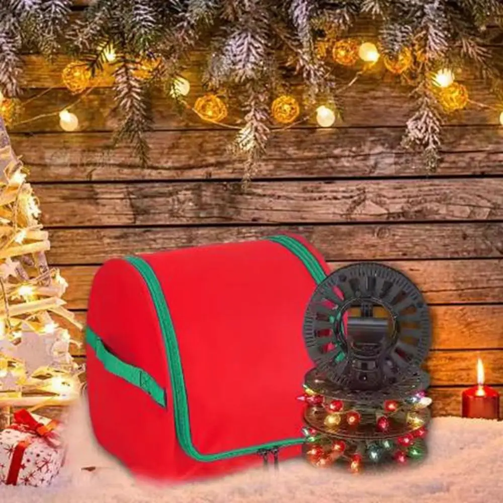 Cloth Christmas LED Light Storage Bag Red Large Capacity Holiday Light Organizer Waterproof Tear-resistant Christmas Storage Bag