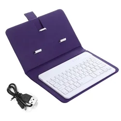 Wireless Bluetooth Mini Keyboard with PU Magnetic Case for Tablets and Mobile Phones (Purple)