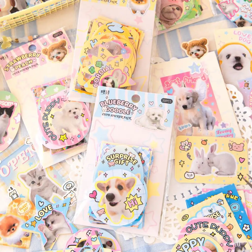 

30Pcs/Set Cute Animal Collage Theme Stickers Decorative Accessories Aesthetic Scrapbooking Art Sketchbook Collage DIY Material