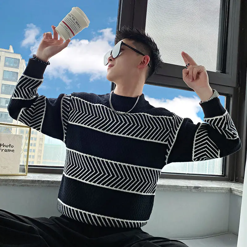 Autumn Winter KPOP Fashion Style Harajuku Slim Fit Tops Loose Casual All Match Undershirt Half High Collar Long Sleeve Sweaters