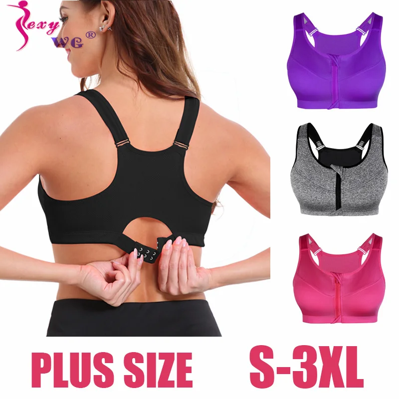 SEXYWG Hot Sports Bras Yoga Crop Top Women Sexy Zipper Push Up