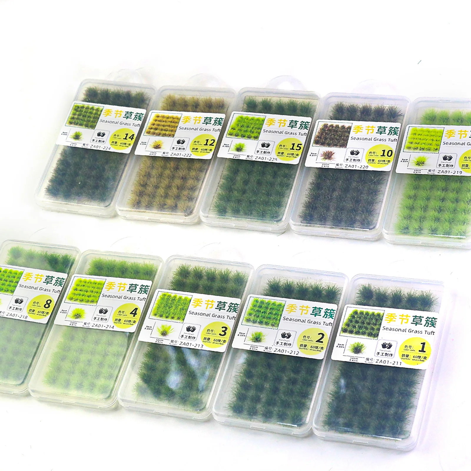 미니어처 정원 장식, 워게임, 잔디 둥지, 공예 장면 장식, DIY 모델링 미니어처 풍경용 9mm 정적 잔디 60개