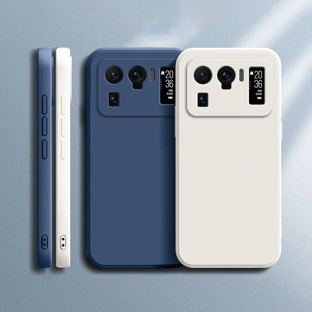 Candy Color Liquid Silicone Luxury Phone Case - Soft Protective Cover with Straight Edge Design
