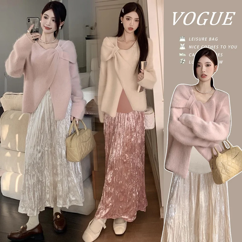 Autumn Winter Maternity Belly Long Skirts Beautiful Pregnant Woman Party Clothes High Waist Solid Color Pregnancy Empired Skirts