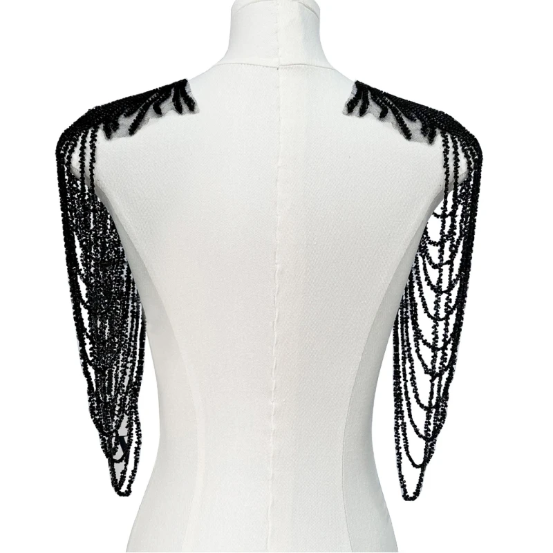 Sequined Beaded Uniform Epaulets Party Costume Epaulettes Glittering Shoulder Wrap Epaulet for Stage Performances 1 Pair shoulder ornaments