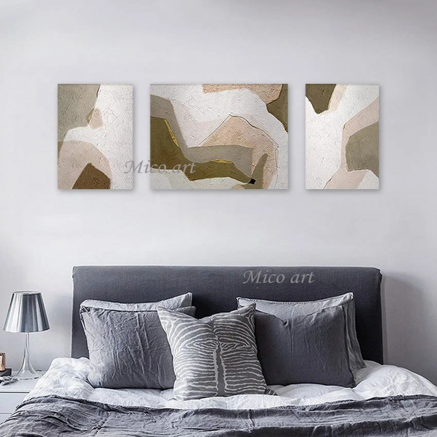 

China Import Item Decor Abstract Idea Design Texture Art Picture Wall 3pcs Unframed Latest Arrival Handmade Paintings On Canvas