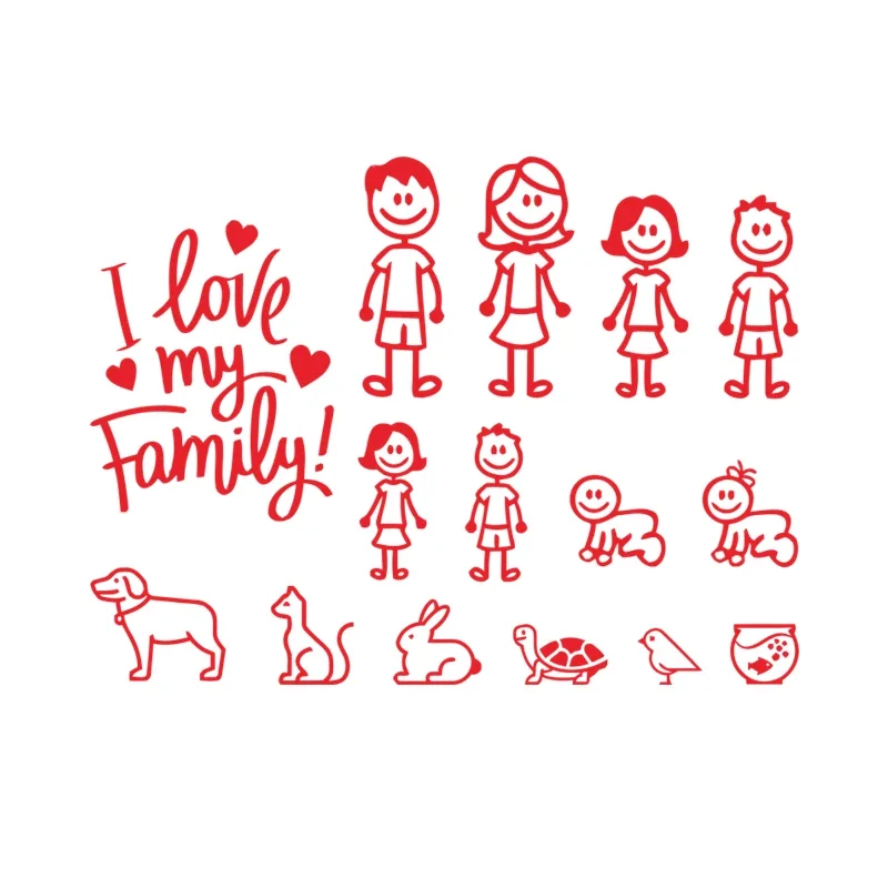 Car Sticker Interesting Family Automobiles Motorcycles Window Waterproof Sun Protection Decal PVC Decorative Goods 20cm 25cm 30 car sticker car stickers car body stickers car reflective stickers car door stickers car sunshade stickers car key sticker