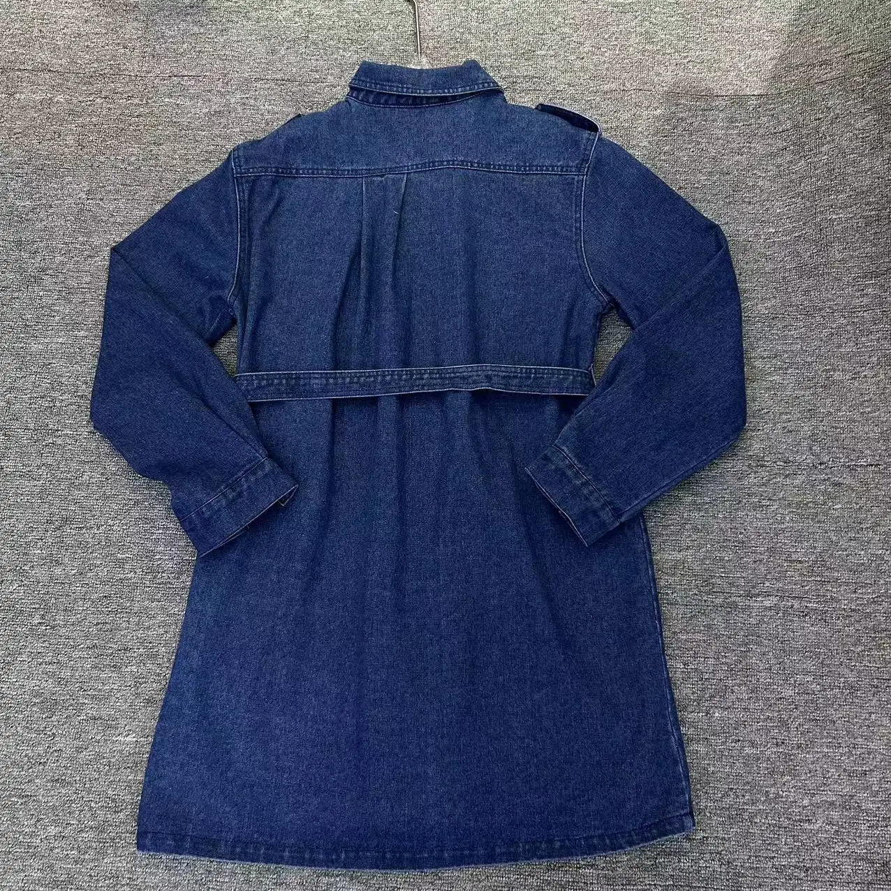 

2023 Letter Logo Embroidered Wash Denim Dress Casual Fashion Belt Denim Dress