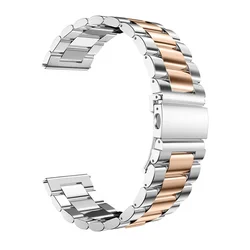 Elegant Stainless Steel Watch Band - Premium Metal Bracelet Strap (20mm/22mm) for 22mm watch band (Silver Rose 13)