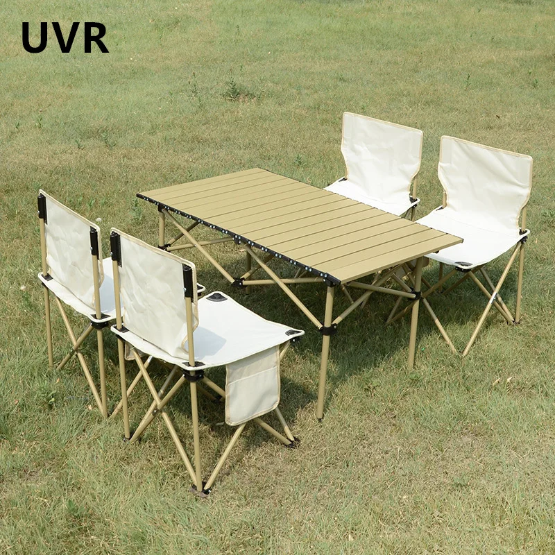 UVR Folding Camping Table and Chairs Portable Omelet Table Family Travel Wear-resistant Outdoor Folding Table and Chairs Set