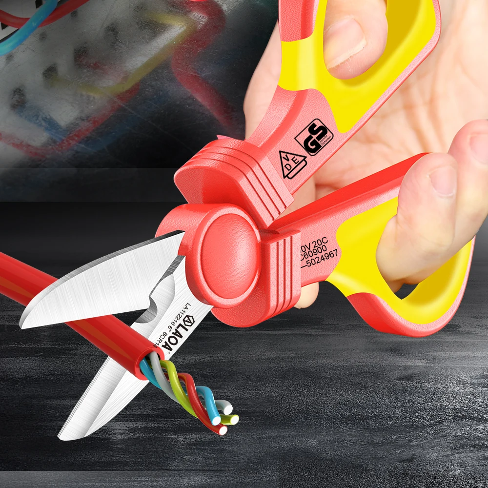 LAOA 절연 전기 가위, 저항 전압 1000V, 다기능 와이어 가위, 전기기사 DIY 가위