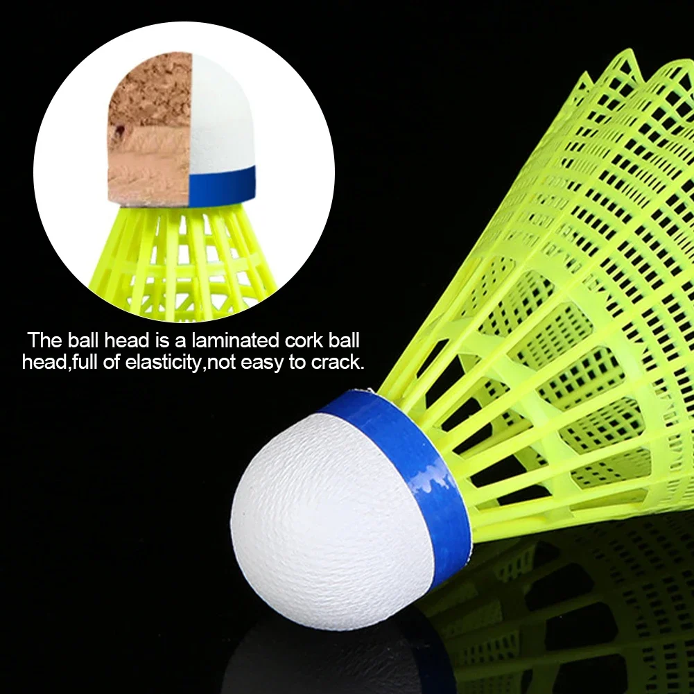 Badminton Shuttlecock 6pcs/set Nylon Shuttlecock Table Fiber Ball Head Full Round Wool Style Plastic Badminton for Outdoor Training Use Durable